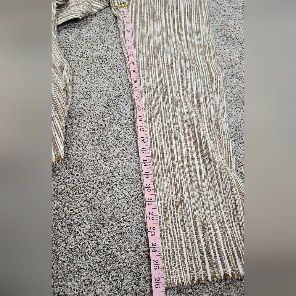 Free People Marta Yarn Dye Trousers White Tan Size 2 100% Cotton - Picture 7 of 13